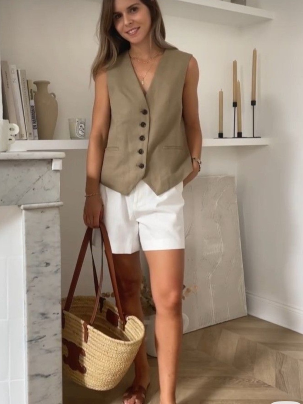 NWT Banana Republic Women's Tan Linen Button-Up Vest- size 4 - Picture 2 of 10